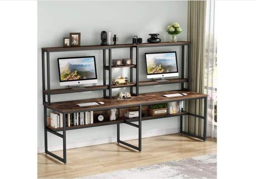 Tasarım Iki Kişilik Raflı Ergonomik Çalışma Masası