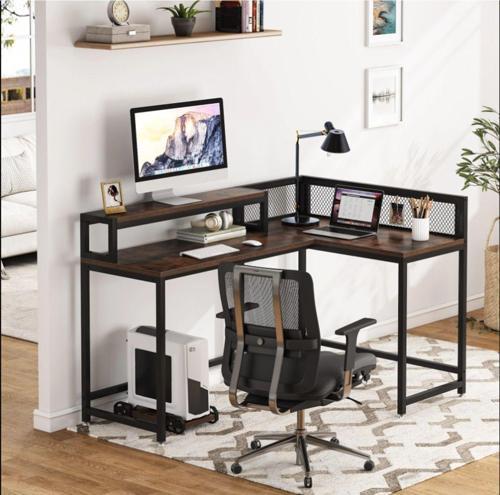 Tasarım L Model Raflı Çalışma Masası
