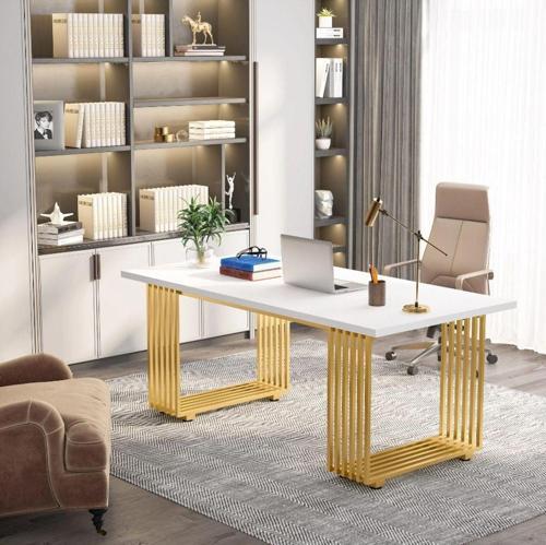 Tasarım Gold Beyaz Çalışma Ve Bilgisayar Masası