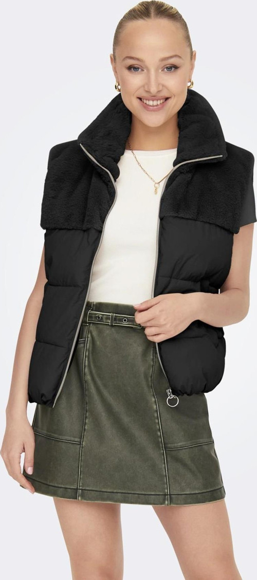 ONLWANJA FUR PUFFER MIX WAISTCOAT CC OTW SİYAH 15322053
