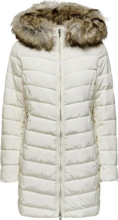 ONLELLAN QUILT HOOD FUR COAT LIFE CC OTW EKRU