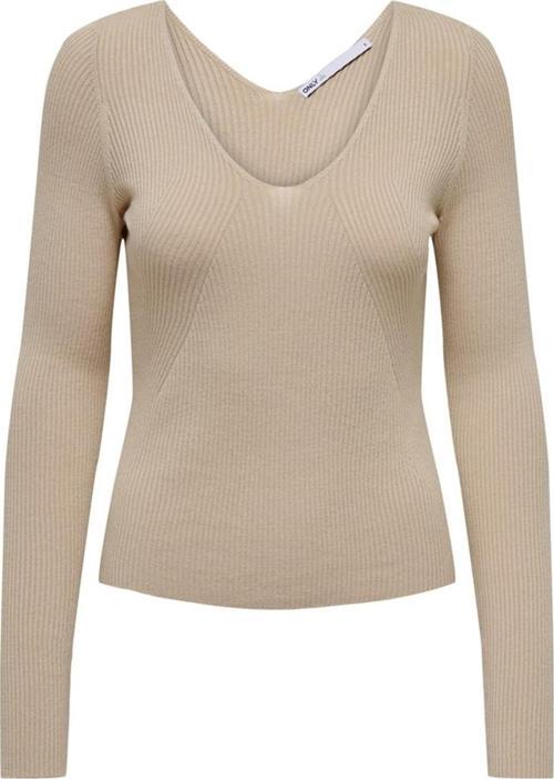 ONLJULIE LIFE LS V-NECK KNT BEJ