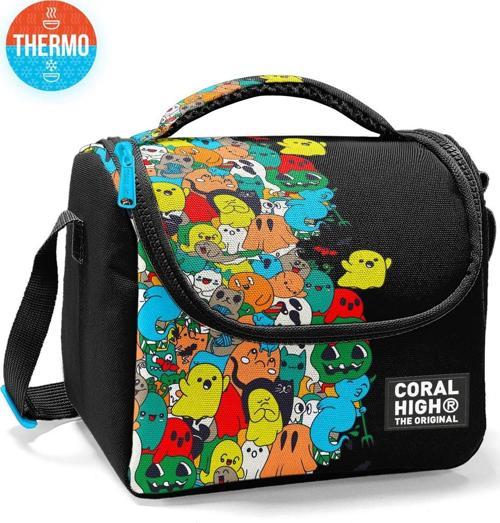 Kids Siyah Karikatür Desenli Thermo Beslenme Çantası 11790