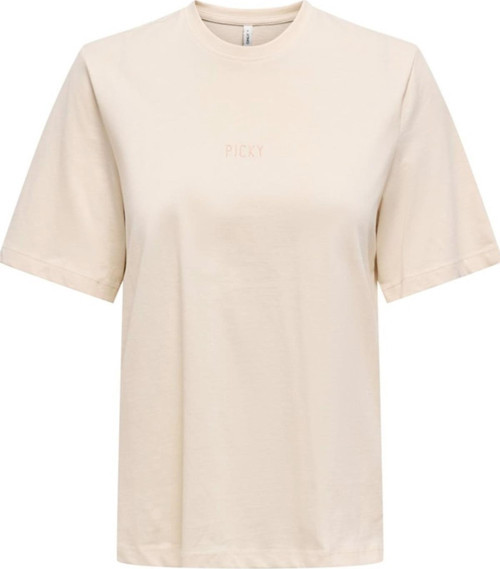 ONLMOODY LIFE S/S WORD TOP BOX JRS KREM