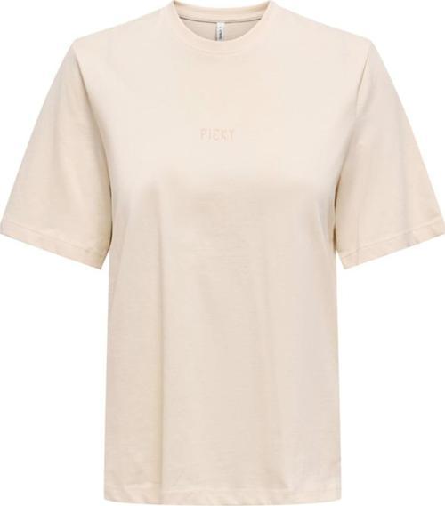 ONLMOODY LIFE S/S WORD TOP BOX JRS KREM