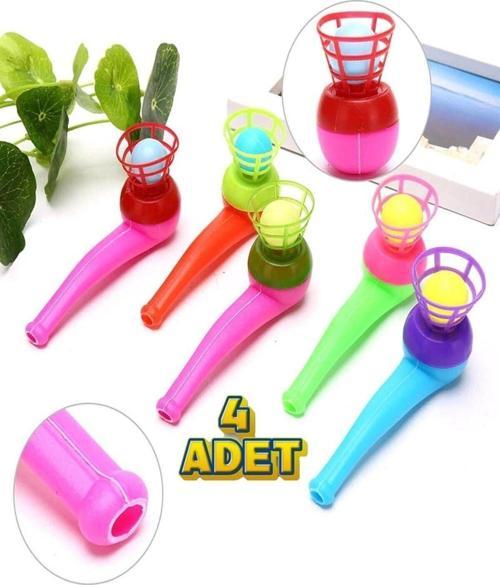 4'lü Set Oyuncak Saksafon Popit Pipet Top Üfleme Oyunu