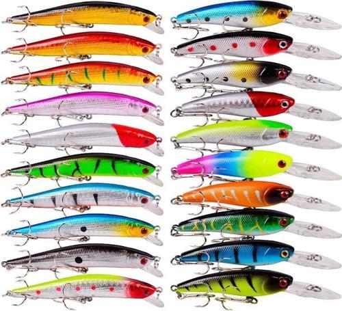 20 Adet Karışık Minnow Crankbait Swimbait Rapala Sahte Yem Olta Seti Balık İğnesi