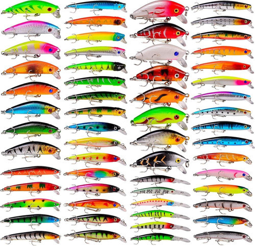 59 Adet Karışık Minnow Crankbait Swimbait Rapala Sahte Yem Olta Seti Balık İğnesi