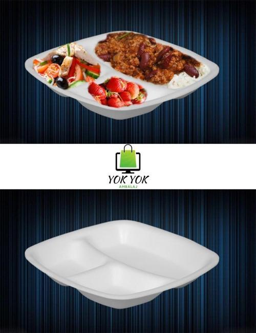 3 Gözlü Köpük Tabak 50 Adet