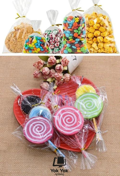 Parlak Bantsız Şeffaf Jelatin - Kurabiye Aksesuar Poşeti 8X17Cm 1 Kg 1000 Adet