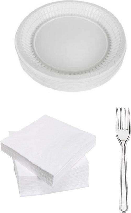 Plastik Tabak-Lüx Çatal-Peçete Set