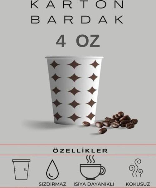 Karton Bardak 4 Oz Türk Kahvesi Espresso Bardağı 500 Adet - Ahşap Karıştırıcı 500 Adet