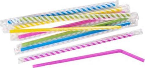 Jelatin Sargılı Renkli Körüklü Pipet 100 Adet