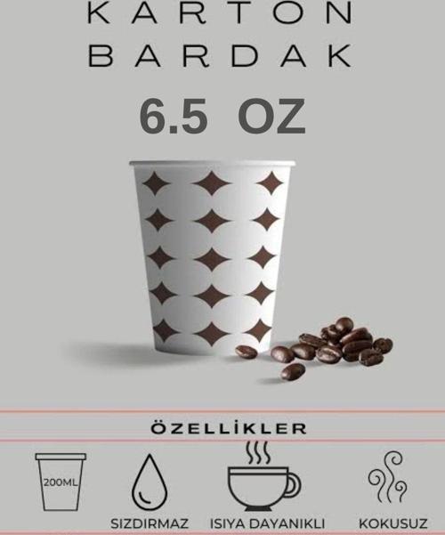 Karton-Kağıt/Çay-Kahve Bardağı (6.5Oz) 500 Adet - Ahşap Karıştırıcı 500 Adet