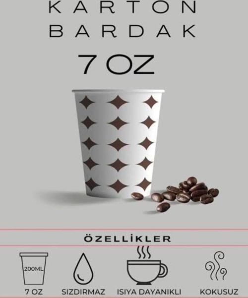 Karton-Kağıt/Çay-Kahve Bardağı (7Oz) 1000 Adet - Ahşap Karıştırıcı 1000 Adet