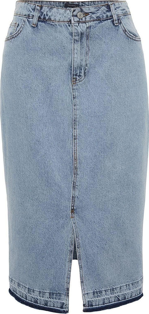 Moda Büyük Beden Regular Düz Desen Günlük Midi Boy Denim Büyük Beden Etek