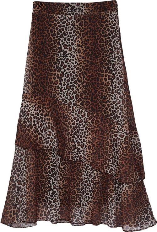 Moda Tesettür Regular Animal Desen Günlük Maxi Boy Animal Desenli Astarlı Dokuma Etek