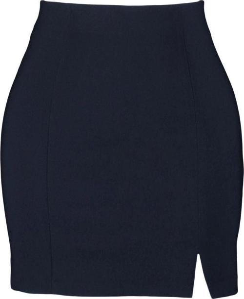Moda Bodycon Düz Desen Şık Gece Mini Boy Yırtmaç Detaylı Dokuma Etek