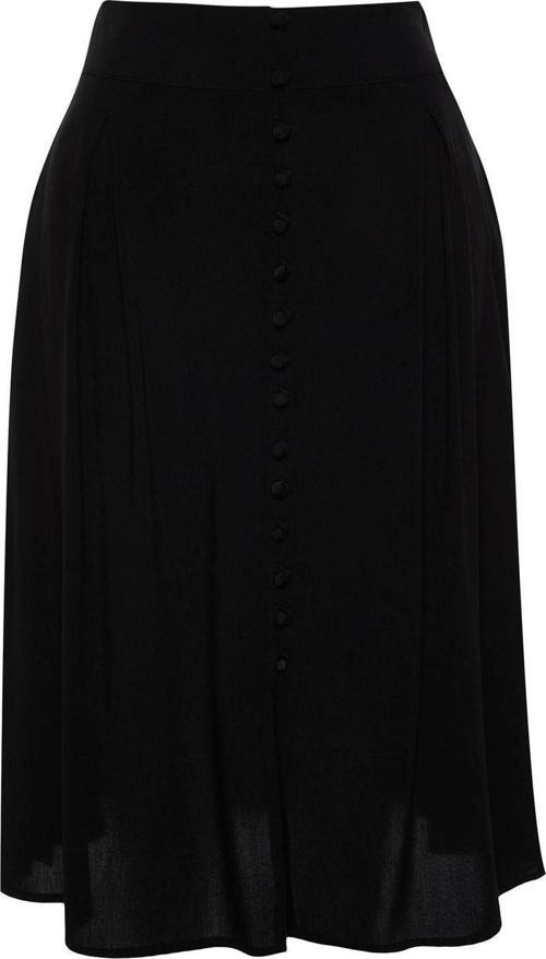 Moda Büyük Beden Regular Düz Desen Günlük Midi Boy Yırtmaç Detaylı Viskon Dokuma Etek