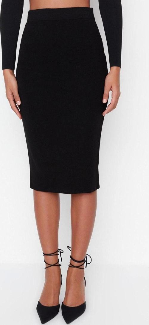 Moda Slim Düz Desen Günlük Midi Boy Kalem Triko Etek