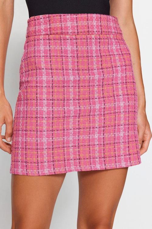 Moda Ekose Desen Resmi Mini Boy Ekose Desenli Tüvit Kumaş Mini Dokuma Etek