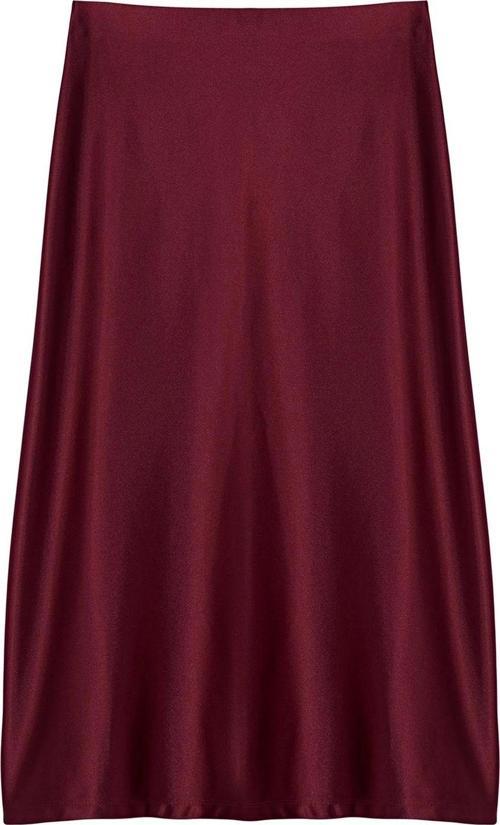 Moda A-line Düz Desen Günlük Midi Boy Premium Saten A Kesim Çan Form Etek