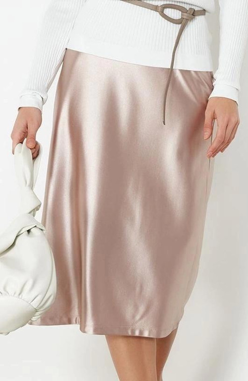 Moda A-line Düz Desen Günlük Midi Boy Premium Saten A Kesim Çan Form Etek