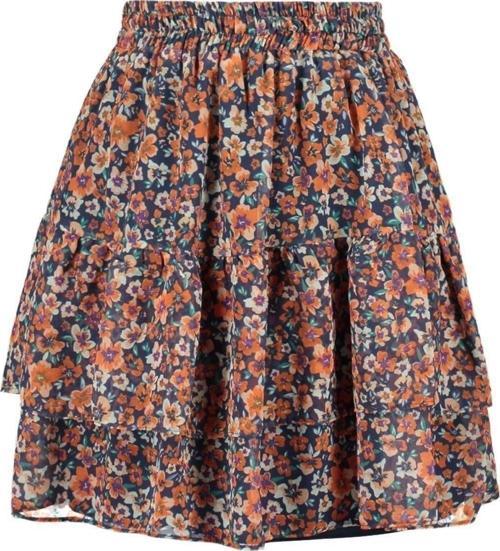 Moda A-line Çiçekli Desen Günlük Mini Boy Astarlı Volanlı Şifon Mini Dokuma Etek