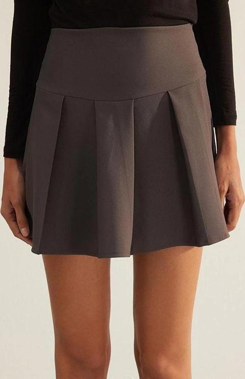 Moda Regular Düz Desen Günlük Mini Boy Premium Yüksek Kalite Pileli Mini Boy Dokuma Etek