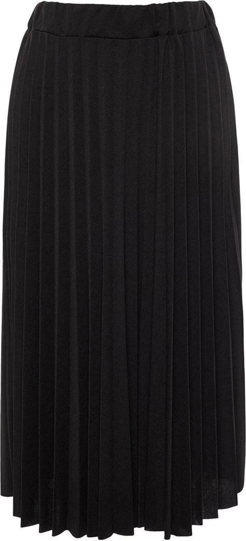 Moda Regular Düz Desen Günlük Midi Boy Kloş Yüksek Bel Midi Piliseli Smart Krep Örme Etek