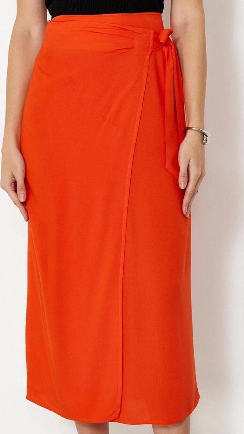 Moda Regular Düz Desen Günlük Maxi Boy Bağlamalı Kruvaze Kapama Viskon Kumaşlı Maxi Boy Dokuma Etek