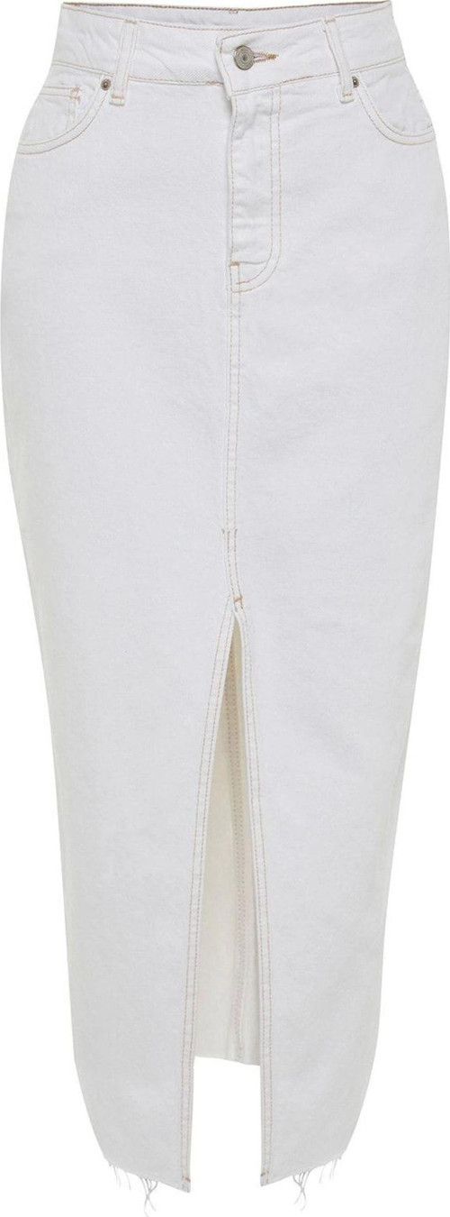 Moda Denim Düz Desen Günlük Maxi Boy Yırtmaçlı Maxi Denim Etek