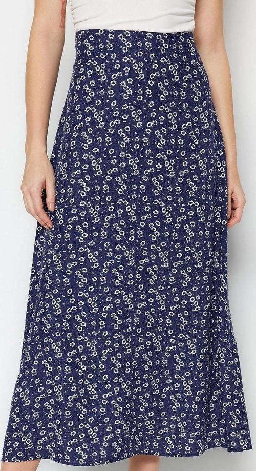 Moda Regular Retro Desen Günlük Midi Boy Retro Desenli Viskon Kumaşlı Midi Dokuma Etek