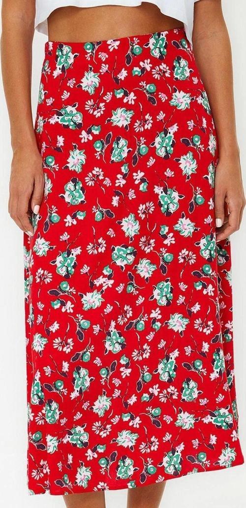 Moda Regular Retro Desen Günlük Midi Boy Retro Desenli Viskon Kumaşlı Midi Dokuma Etek