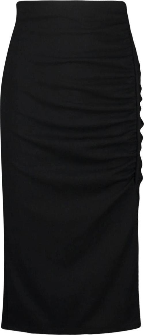 Moda Regular Düz Desen Gündüz Gece Midi Boy Drape ve Yırtmaç Detaylı Krep Kumaş Midi Örme Etek