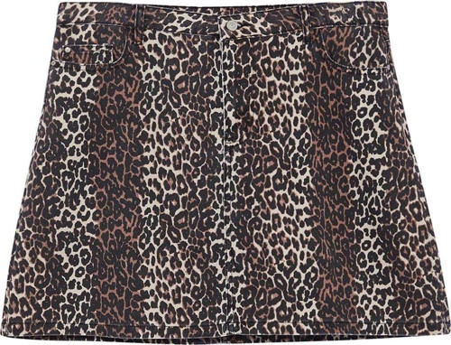 Modern Tarz Büyük Beden Astarsız Denim Mini Boy Animal Desenli Denim Etek