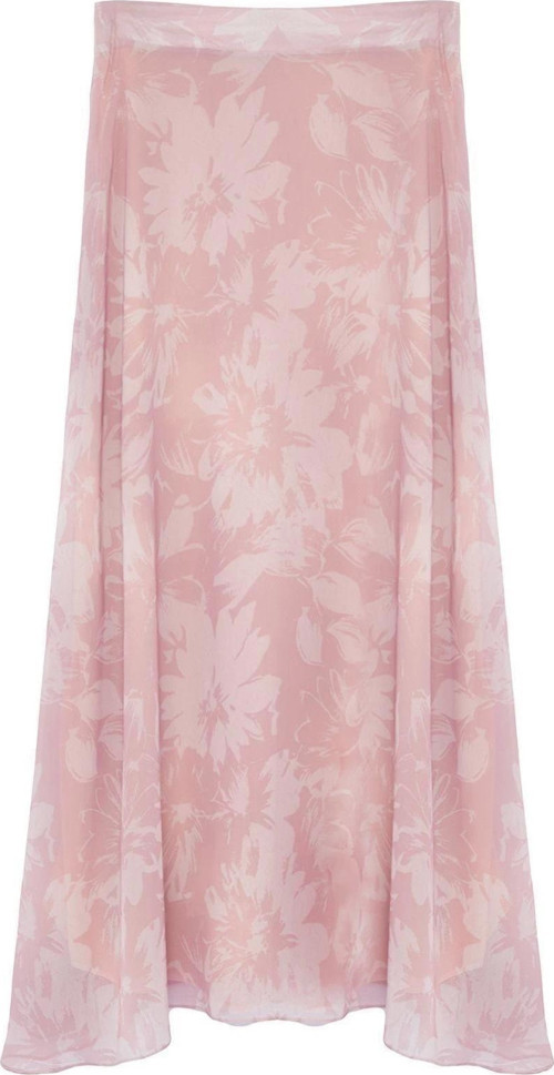 Moda Regular Baskılı Desen Günlük Maxi Boy A-line Kalıp Kloş Astarlı Şifon Kumaş Dokuma Etek