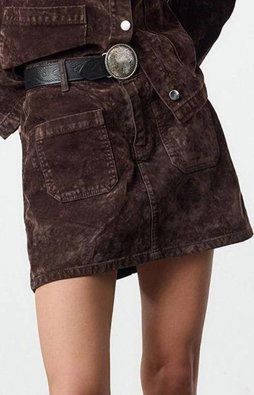 Modern Tarz Astarsız Denim Mini Boy Süet Görünümlü Normal Bel Mini Denim Etek