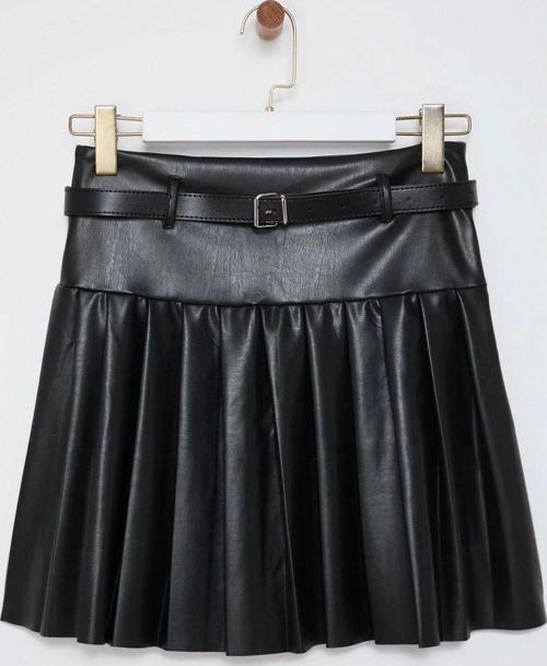 Modern Tarz Astarsız Örme Standart Boy Piliseli Kemer Detaylı Mini Etek