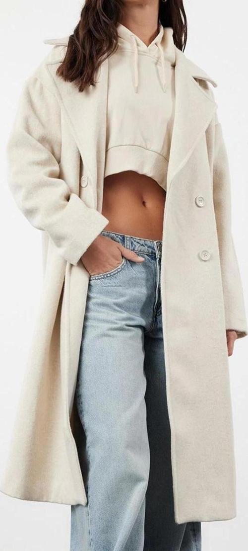 Tasarım Düz Astarlı Yaka Uzun Oversize Ceket Kadın Oversize Geniş Kesim Uzun Yünlü Kaşe Kaban