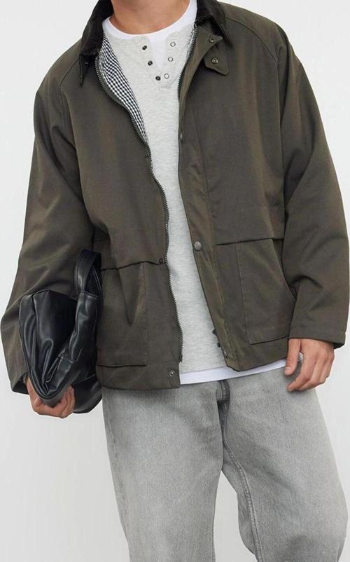 Tasarım Düz Astarlı Yaka Standart Regular Ceket Unisex Regular Fit Kadife Yaka Detaylı Mont