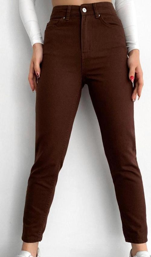 Stil Kadın Moda Denim Kot Pantolon Uzun Geniş Paça Kahverengi Yüksek Bel Jeans