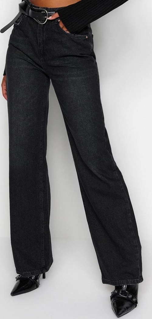 Stil Kadın Moda Denim Kot Pantolon Uzun Geniş Paça Mavi Yüksek Bel Jeans