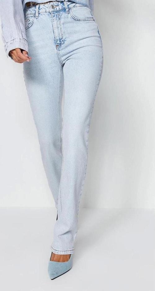 Stil Kadın Moda Denim Kot Pantolon Regular Boru Paça Yüksek Bel Jeans
