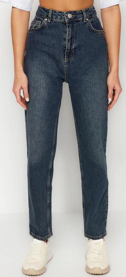 Stil Kadın Moda Denim Kot Pantolon Regular Boru Paça Mavi Yüksek Bel Slim Mom Jeans