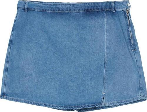 Büyük Beden Moda Denim Yüksek Bel Geniş Paça Gündelik Mavi Yırtmaçlı Şort Etek