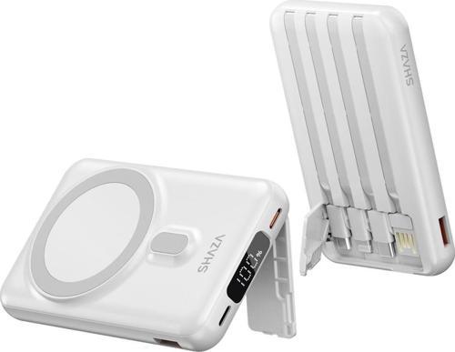 10.000 Mah Kendinden Kablolu / Magsafe  Taşınabilir Şarj Cihazı Beyaz