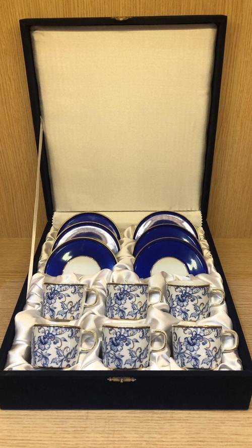 Altın Yaldızlı  El Dekoru 6 Kişilik Türk Kahve Fincan Takımı