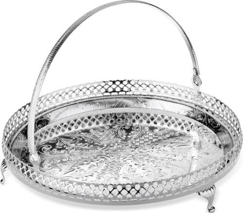 İngiliz Gümüşü Saplı Yuvarlak Sunumluk 23 cm