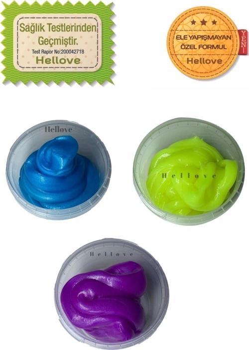 Fosforlu Slime 3 Farklı Renk 3 lü Pofuduk Slaym Oyun Hamuru 